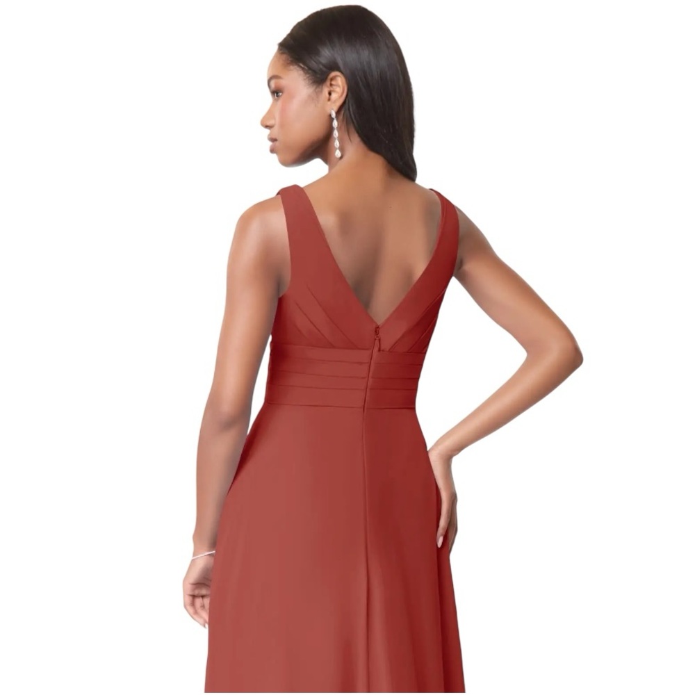 AZAZIE JULIANNA, Terracotta A-Line Chiffon Dress 37319 - Picture 5 of 10